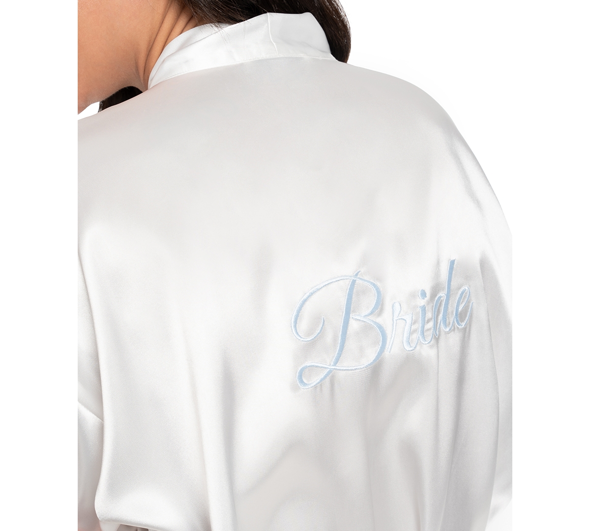 Linea Donatella Women's Satin Feather-Trim Bride Robe