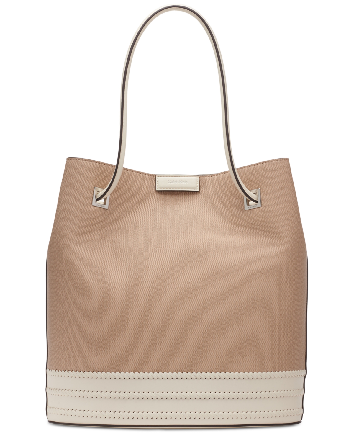Ash Whip-Stitch Tote with Magnetic Closure - White Natura
