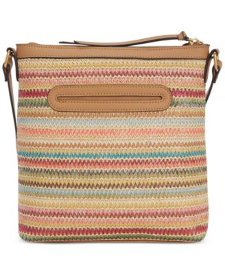 Straw North South Crossbody Bag