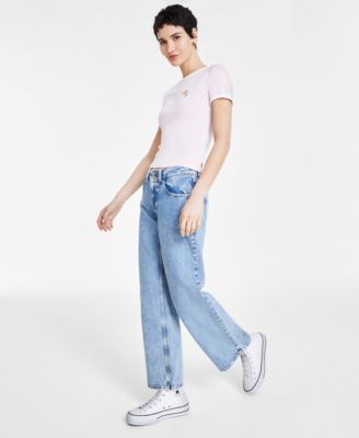 Women's Super-Low Double-Button Relaxed-Fit Denim Jean