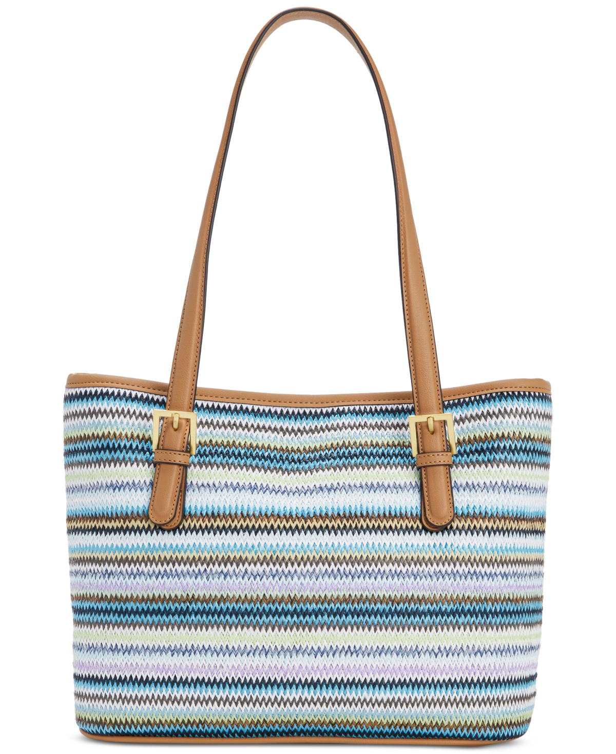 Style & Co Classic Straw Tote, Created For Macy's In Blue Multi