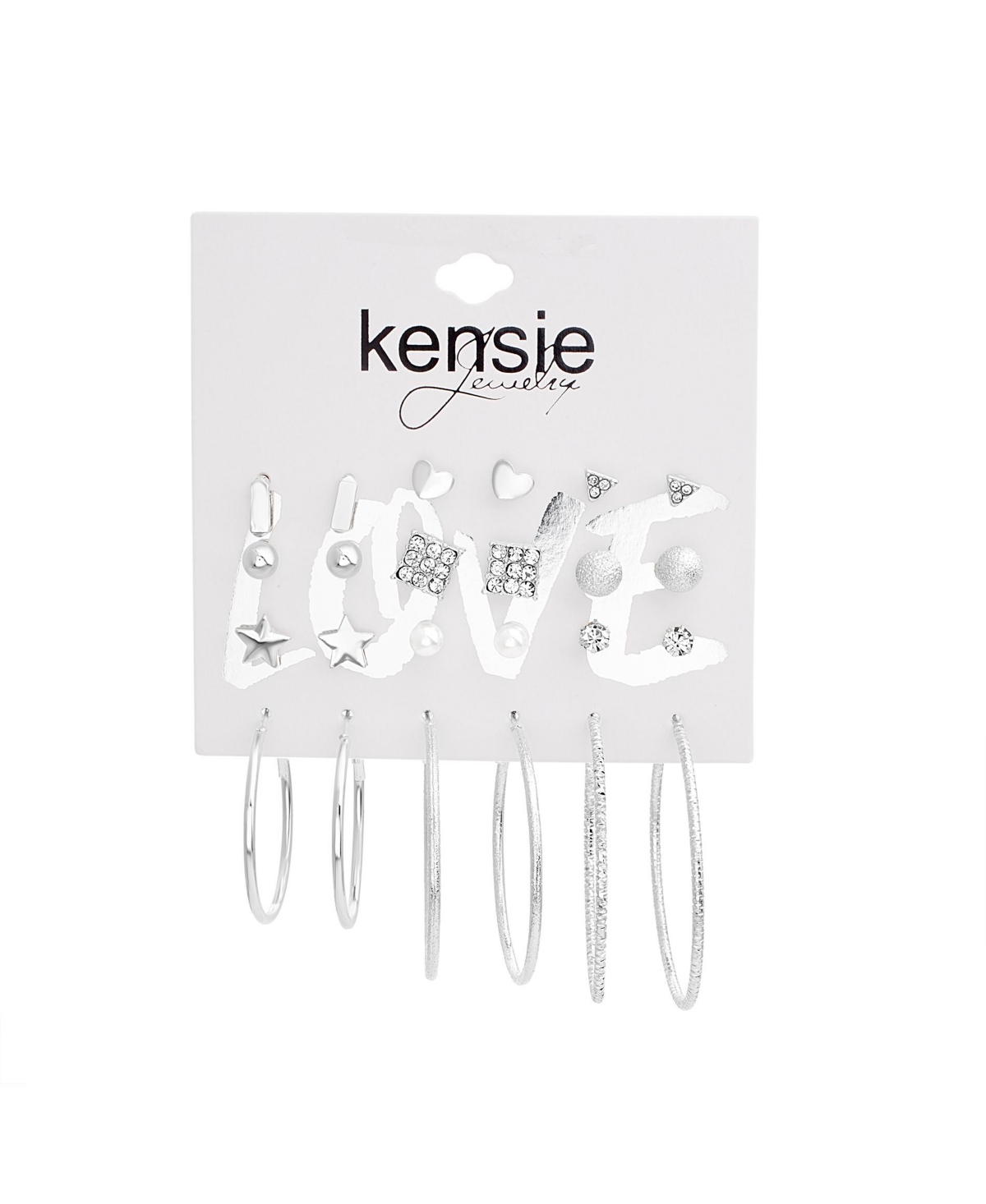 Shop Kensie Silver-tone 12 Piece Multi Charm Earring Set