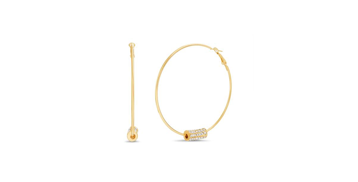 Shop Kensie Gold-tone Hoop Earring With Pave Bar