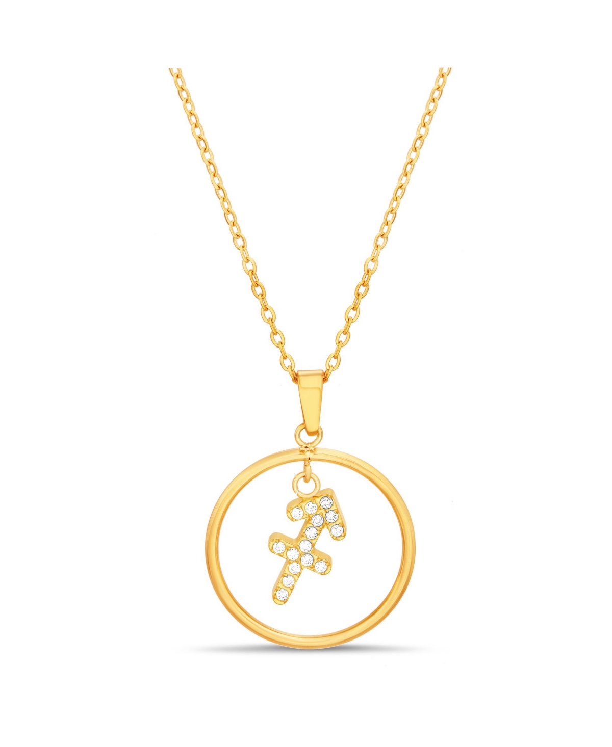 Shop Kensie Gold-tone Dangle Round Initial Pendant Necklace In Sagittarius