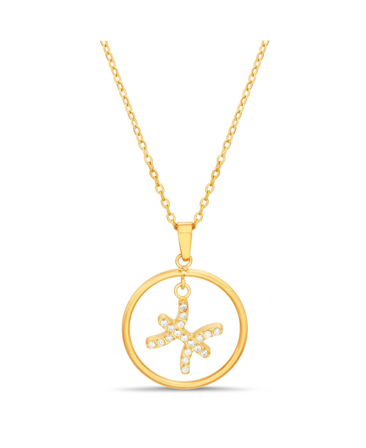Shop Kensie Gold-tone Dangle Round Initial Pendant Necklace In Pisces