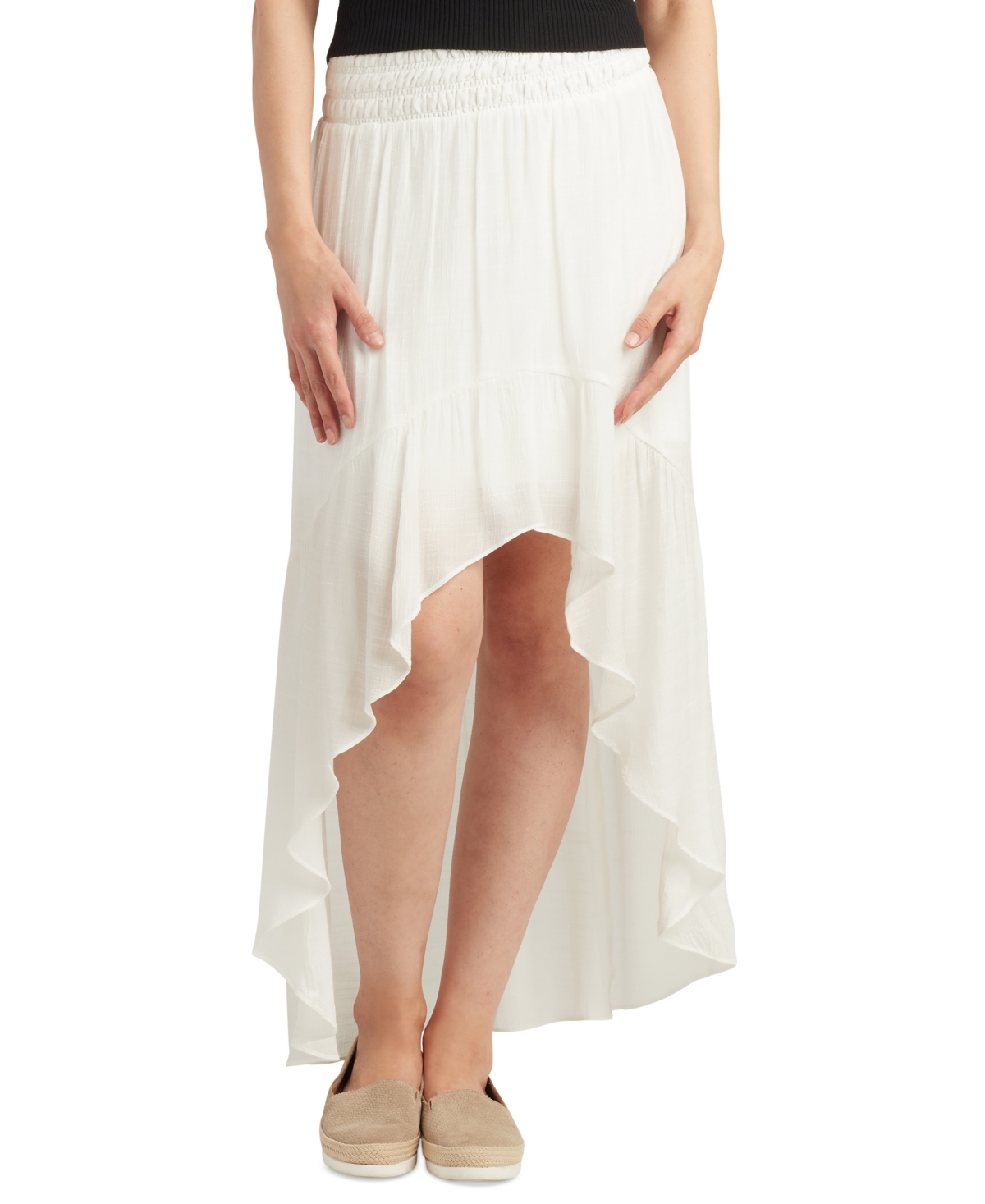 Shop Bcx Juniors' Pull-on High-low Maxi Skirt In Off White