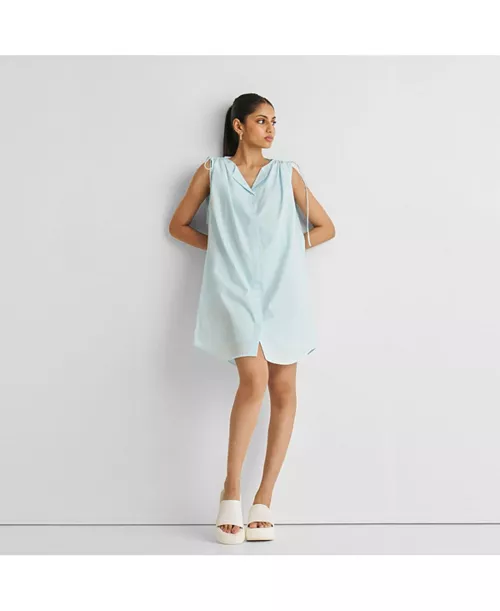 women's shirt dress with shoulder tie details