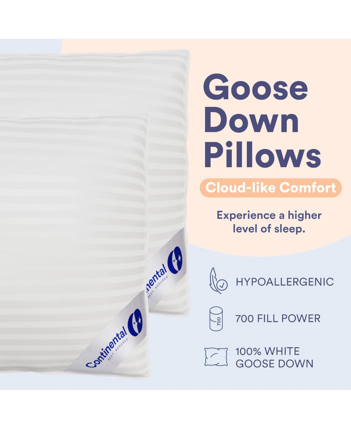 Continental Bedding Firm Comfort with 700 Fill Power - Size Pack of 1