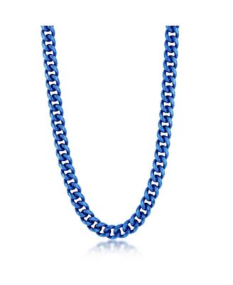 Stainless Steel 10mm Miami Cuban Chain Necklace - Blue 75$