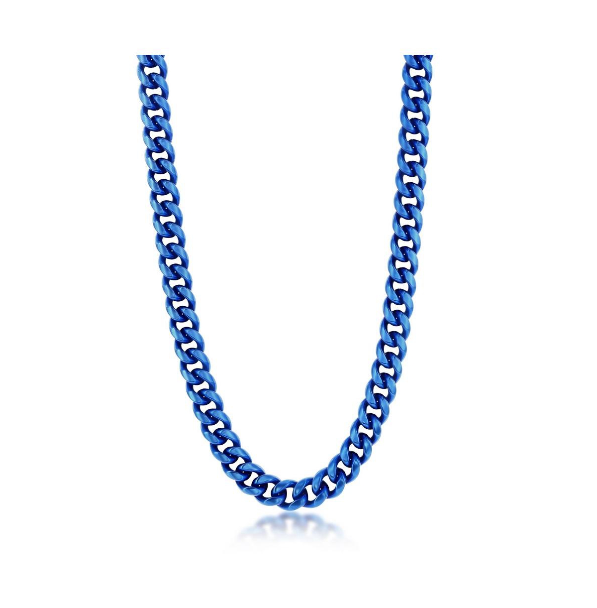 Stainless Steel 10mm Miami Cuban Chain Necklace - Blue
