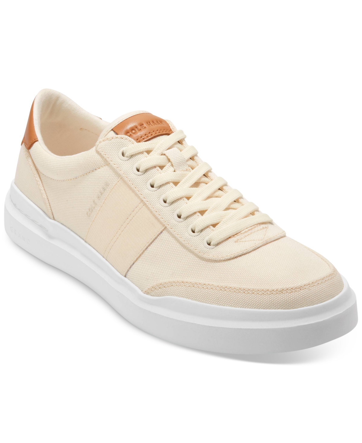 Cole Haan Men's Grandprø Rally Canvas Ii Lace-up Court Sneakers In Ivory,natural Tan,optic White