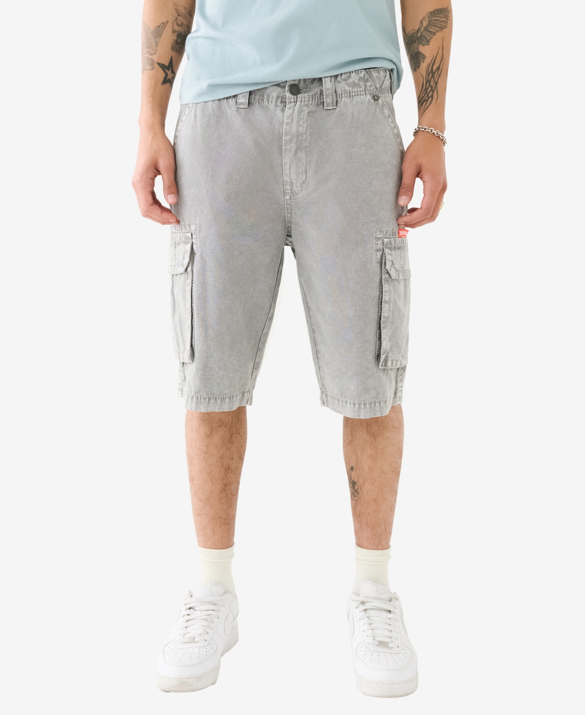 Shop True Religion Men's Big T Cargo Shorts In Granite Gray