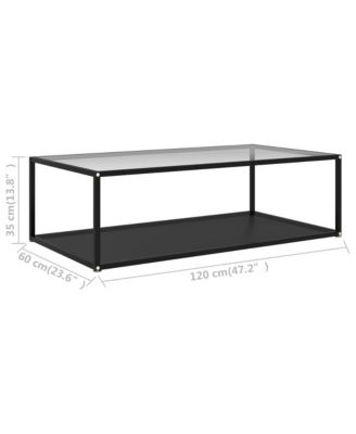 Coffee Table Transparent and Black 47.2"x23.6"x13.8" Tempered Glass