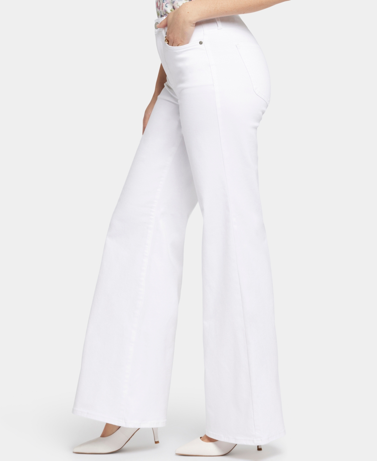 Shop Nydj Women's Mia Palazzo Super-flared Legs Jeans In Optic White