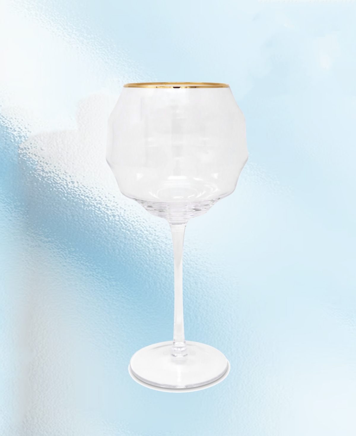 Vivience Rippled Wine Glasses, Set Of 6 In Clear,gold