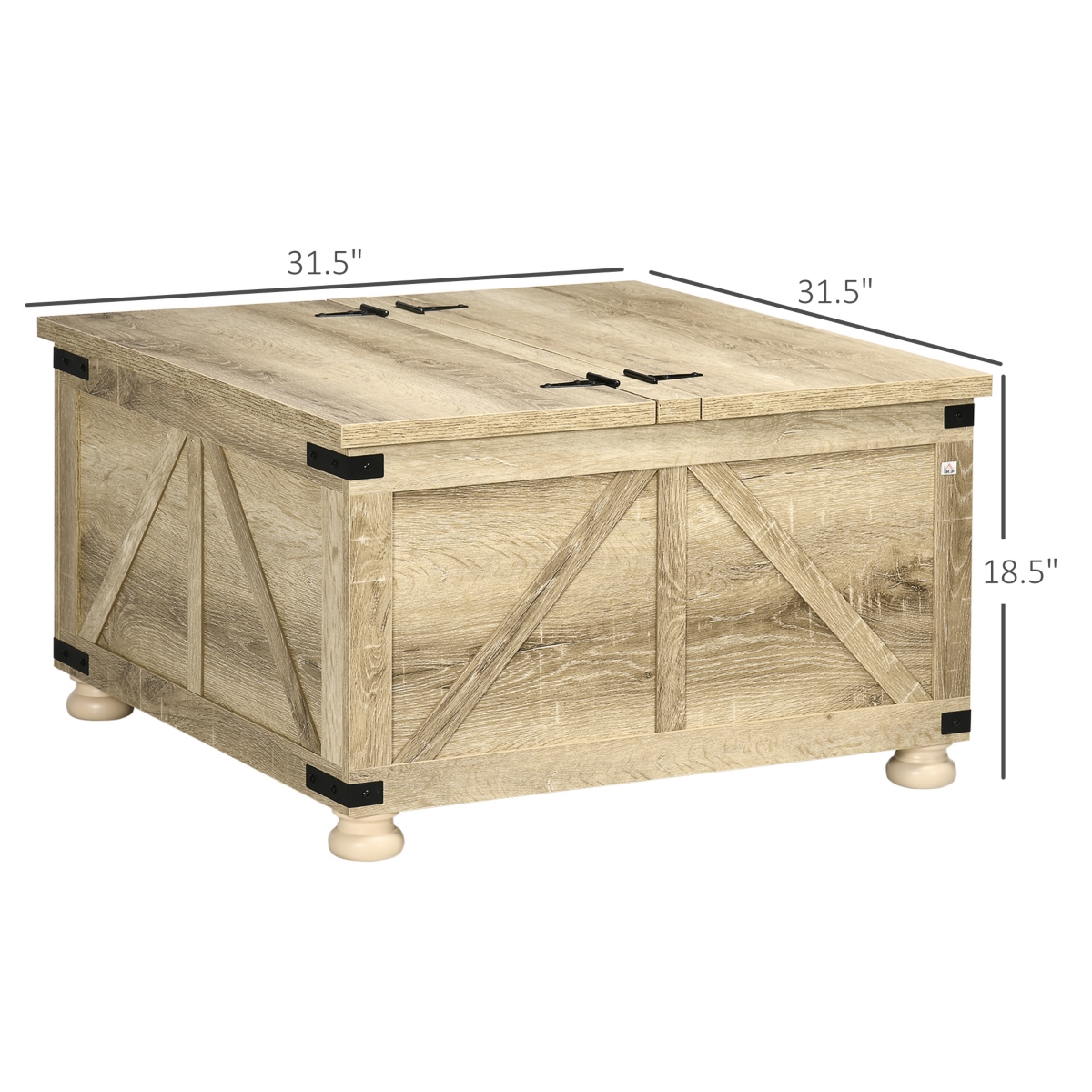 Homcom Farmhouse Table with Storage, Square Table,