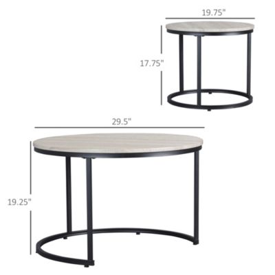 Round Table Set of 2 Nesting Tables Metal Frame,