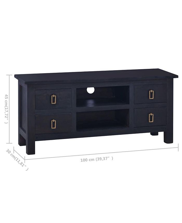 vidaXL TV Stand Light Black Coffee 39.4"x11.8"x17.7" Solid Wood ...