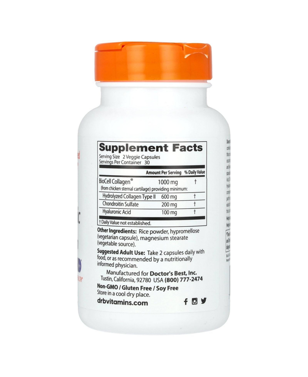 Doctor's Best Hyaluronic Acid + Chondroitin Sulfate with BioCell Collagen - Veggie Caps - Assorted Pre-Pack