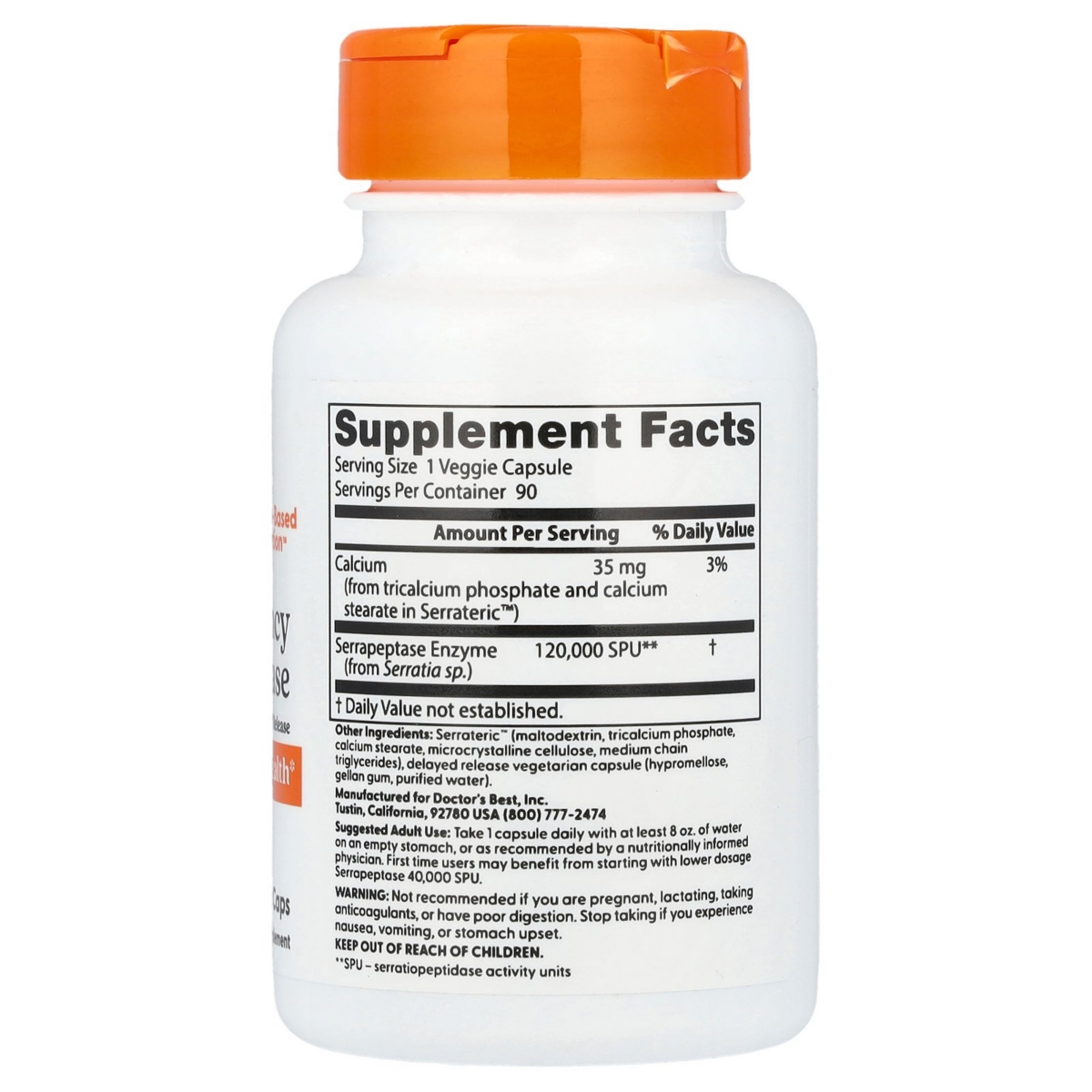 Doctor's Best High Potency Serrapeptase 120 000 Spu - Veggie Caps - Assorted Pre-Pack