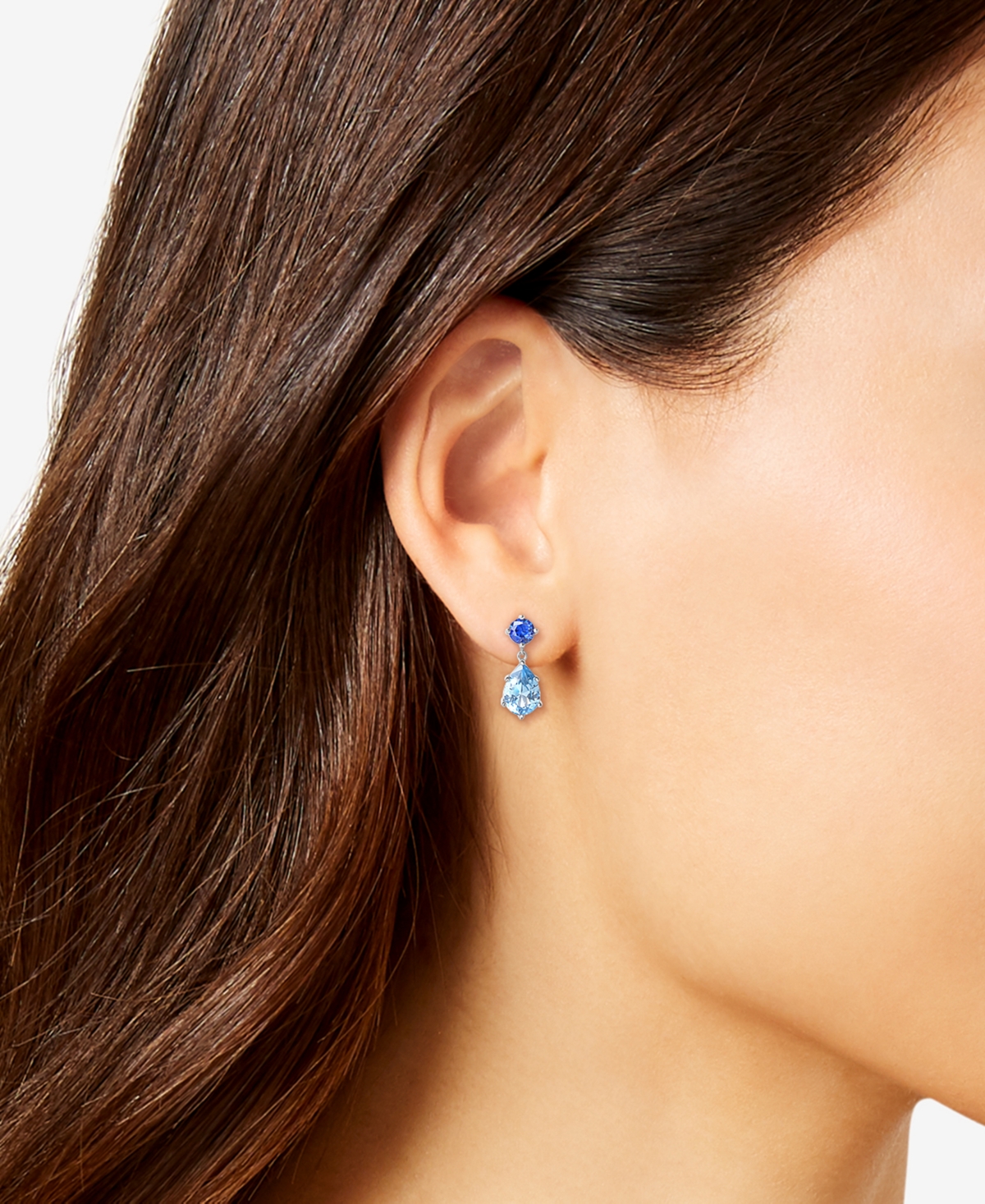 Shop Giani Bernini Blue Cubic Zirconia Pear Drop Earrings In Sterling Silver, Created For Macy's