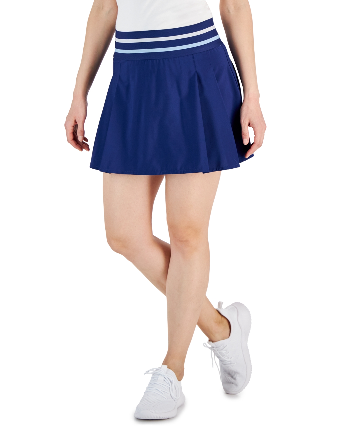 Shop Id Ideology Women's High-waist Pleated Skort, Created For Macy's In Tartan Blue