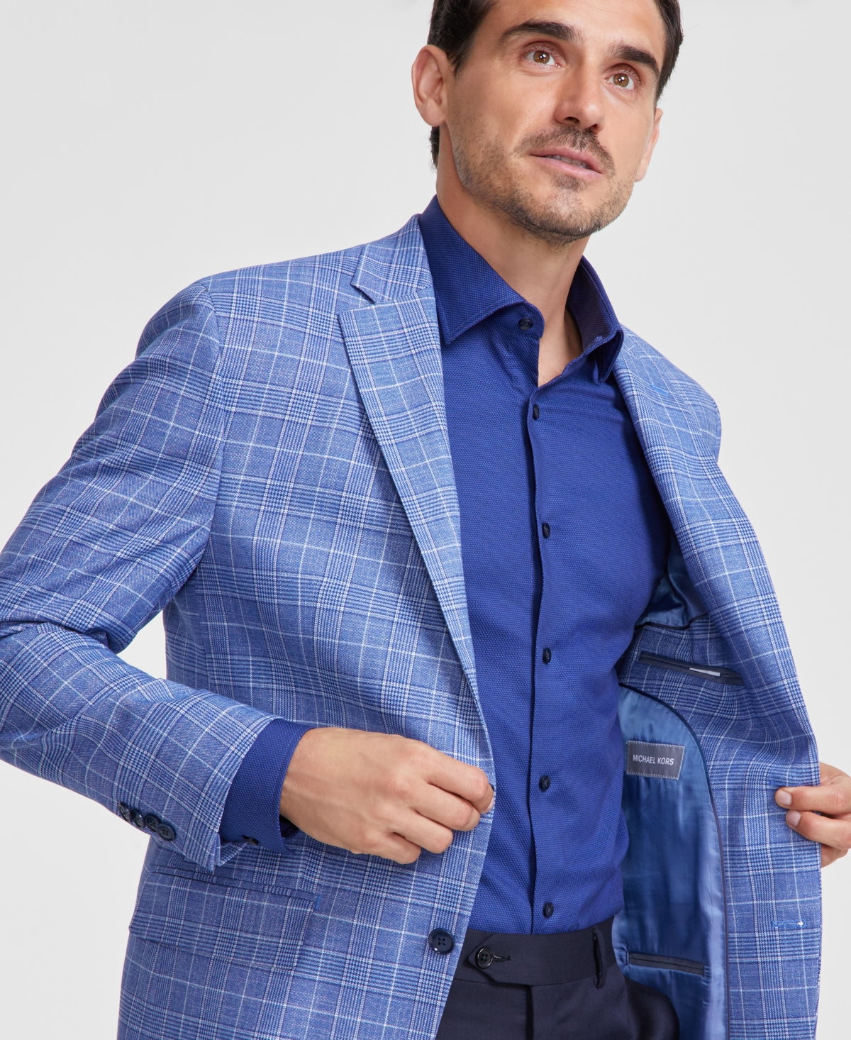 Michael Kors Men's Classic-Fit Check Sport Coat -white