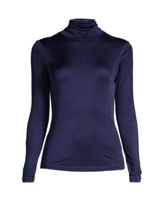 Petite Silk Interlock Turtleneck Long Underwear Top
