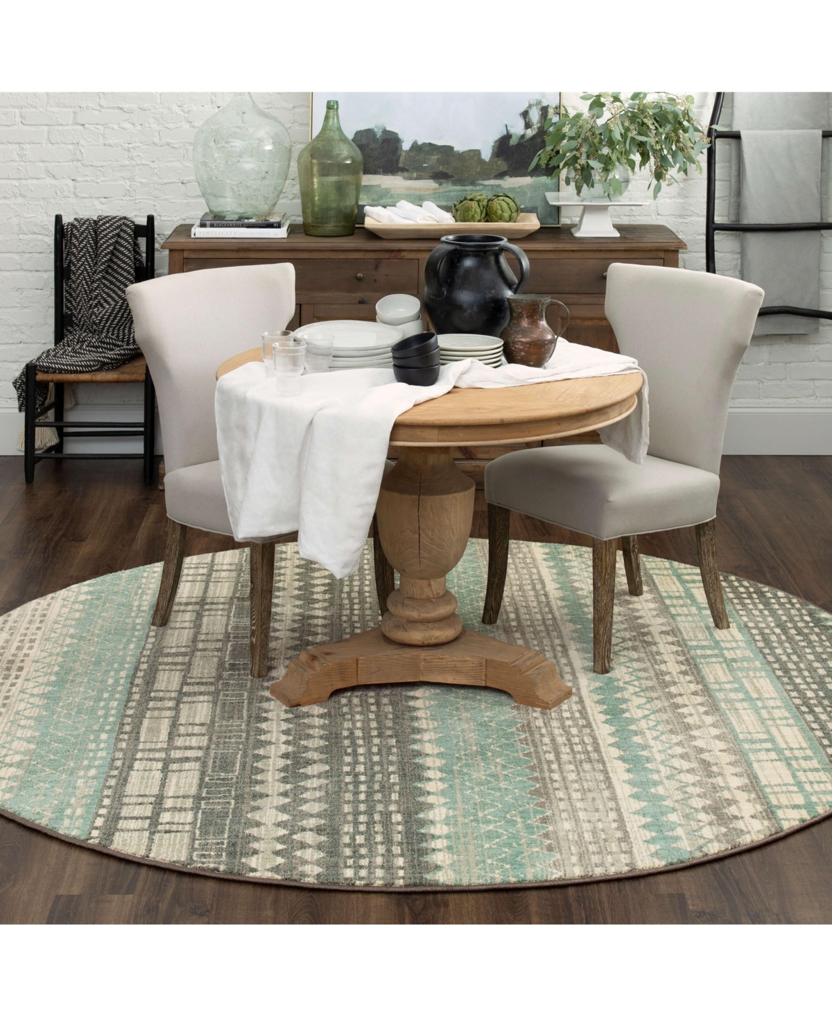 Karastan Euphoria Newbridge 8' X 8' Round Area Rug In Beige