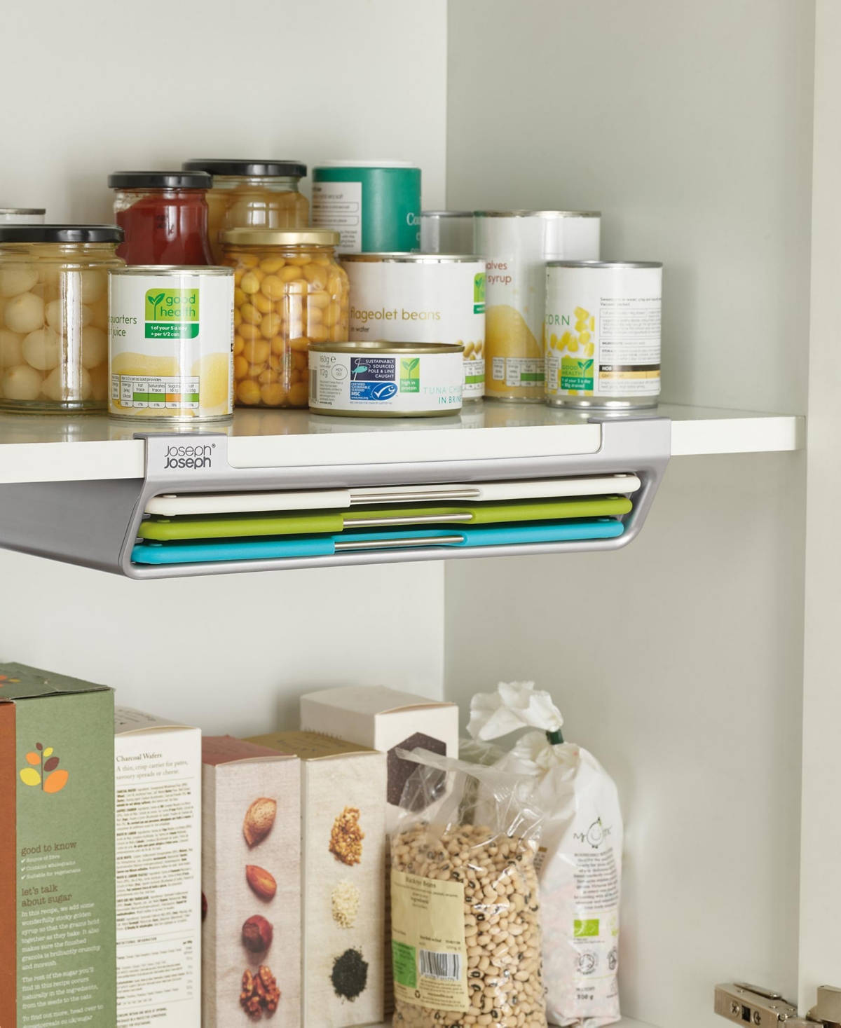 Joseph Joseph Folio Slim Large 3-piece Under-shelf Cutting Board Set In Multi