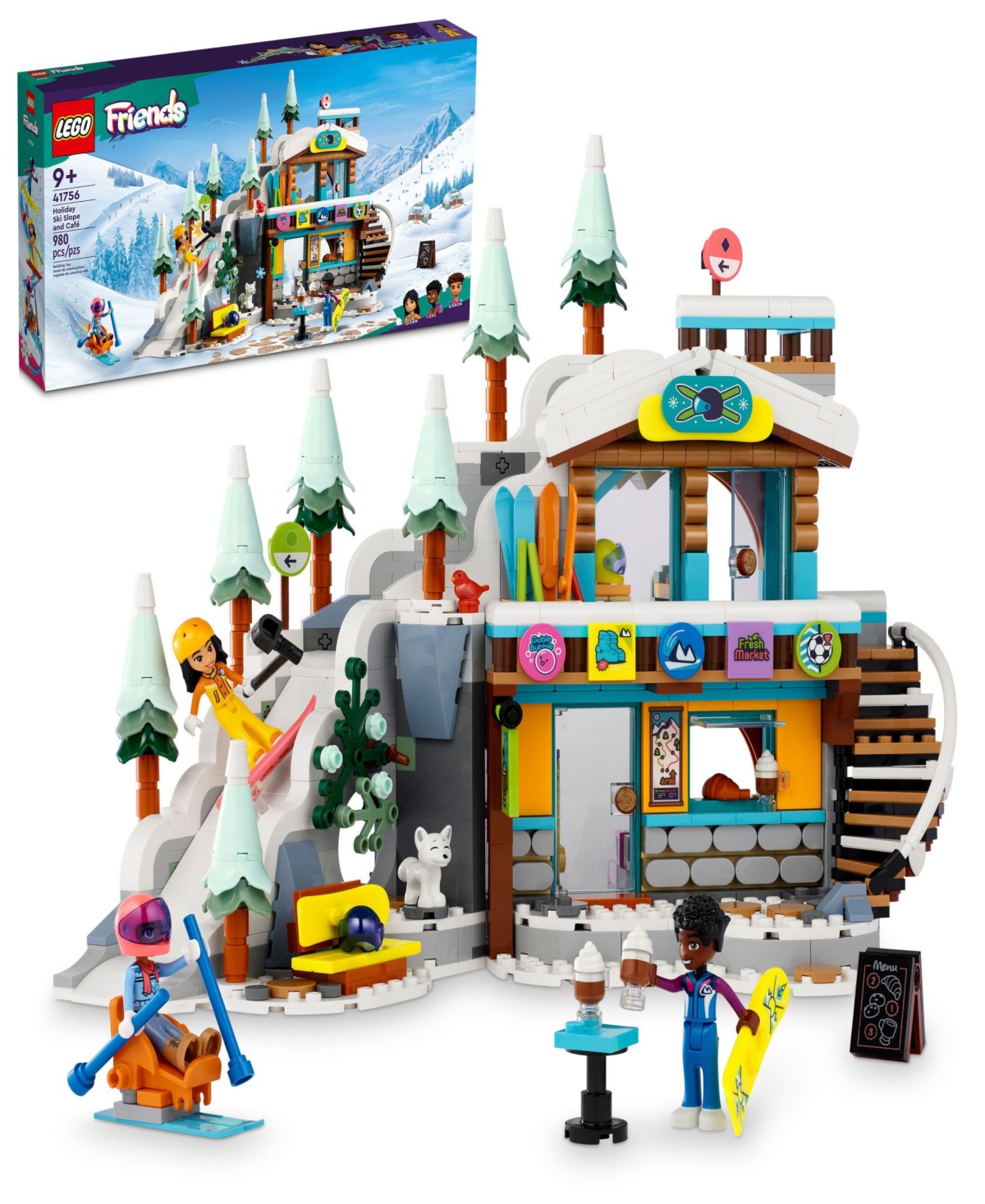 Shop Lego Friends Holiday Ski Slope And Cafe Creative Building Toy 41756, 980 Pieces In Multicolor
