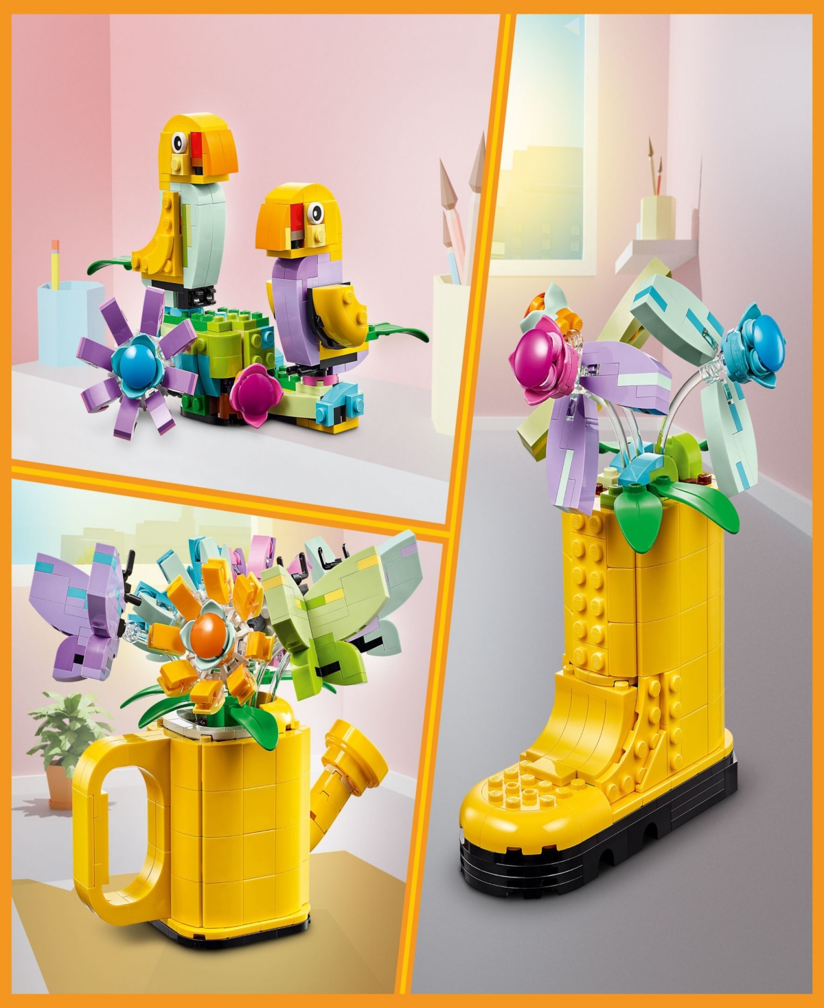 Shop Lego Creator 3 In 1 Flowers In Watering Can Building Toy 31149, 420 Pieces In Multicolor