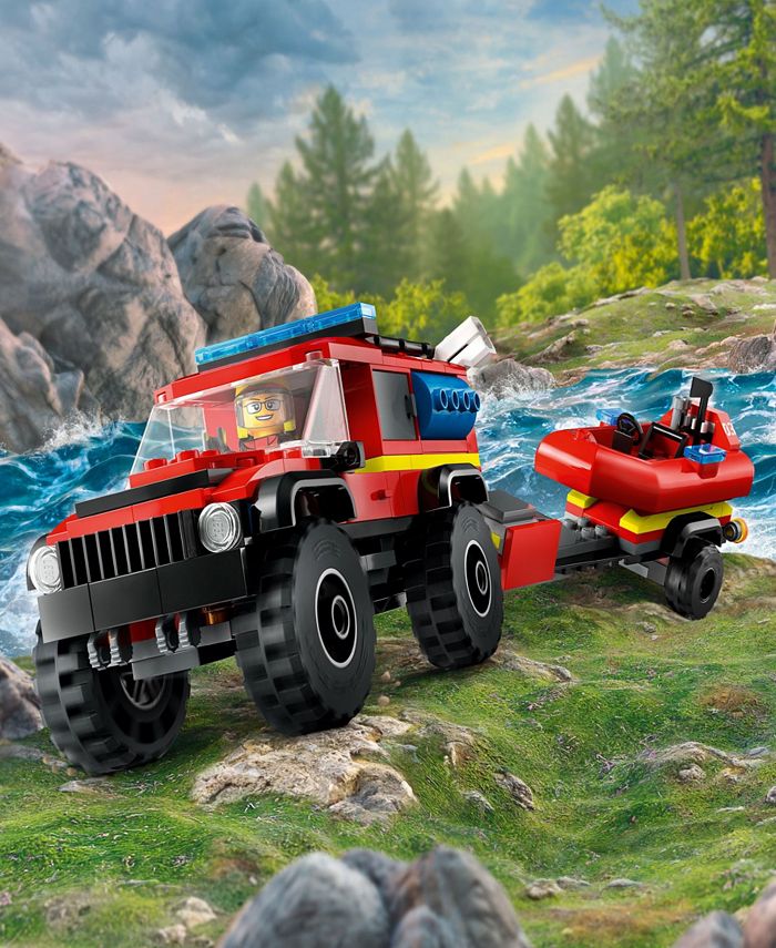 LEGO® City 4X4 Fire Truck with Rescue Boat Toy 60412, 301 Pieces - Macy's