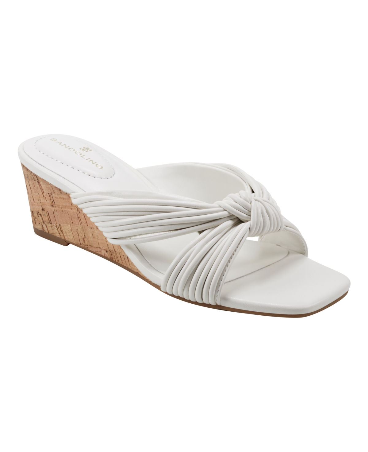 Shop Bandolino Women's Sassier Knot Detail Strappy Wedge Sandals In Cream
