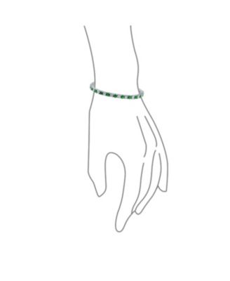 Alternating Round CZ 12CT 4 Prong Basket Set Tennis Bracelet Rhodium Plated 7.5 Inch