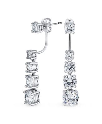 Bling Jewelry Set 3 Anelli Impilabili In Argento 925 Con Zirconia Cubica - Tagli Baguette, Marquise E Tondo