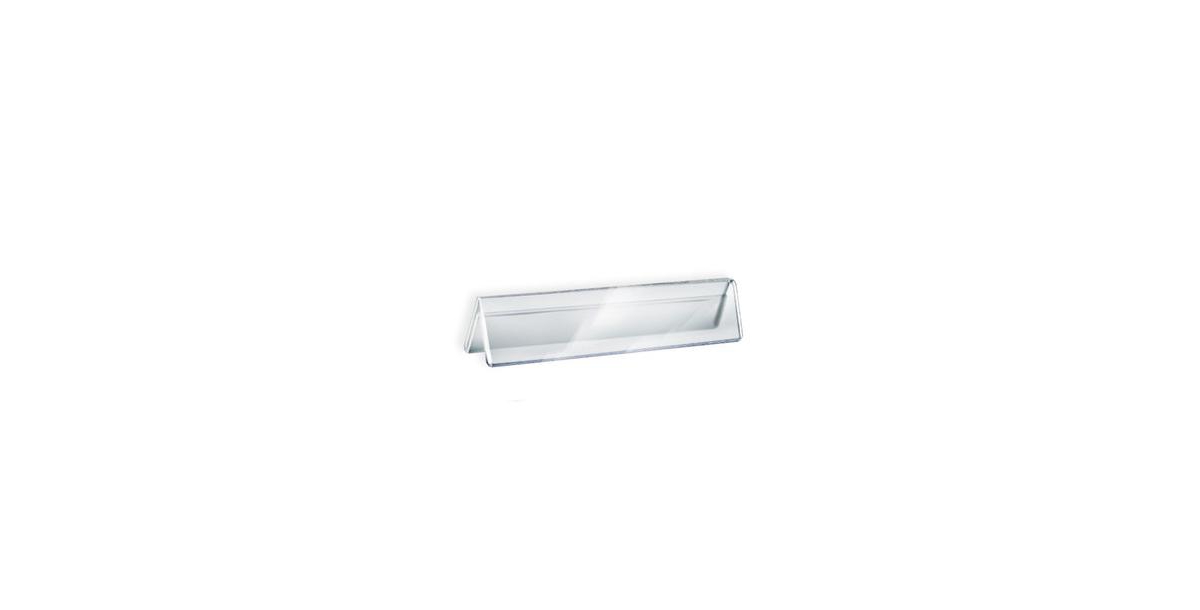 Two Sided Tent Style Clear Acrylic Sign Holder and Nameplate, Size: 8.5" W x 2" H on each side, 10-Pack