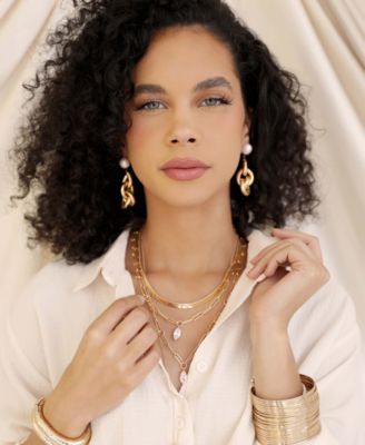 Liquid Gold-Plated Cultured Freshwater Pearl 18K Gold-Plated Drop Earrings