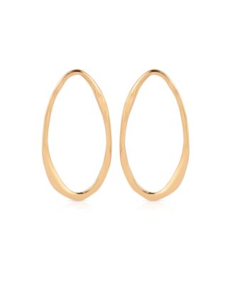 Hammered 18K Gold-Plated Large Oval Earrings