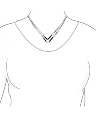 Basic Simple Double V Shape Geometric Collar Statement Necklace Silver Sterling