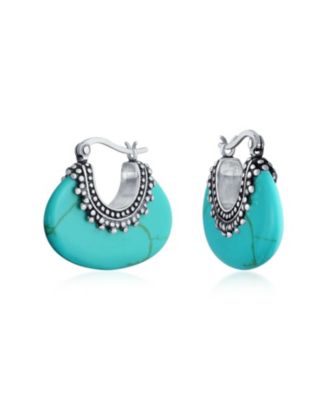 Bling Jewelry Orecchini Unisex In Argento 925 Ossidato, Cerchi Tribali Bali Style, 0,8 Cm, Non Piercing, Finti