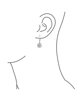 Minimalist Geometric Cubic Zirconia Pave CZ Disco Ball Lever back Drop Statement Earrings Prom Sterling Silver