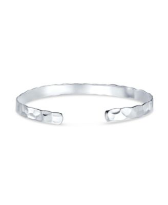 Medium Textured Honeycomb Stackable Hammered Bangle Cuff Matte Sterling Silver