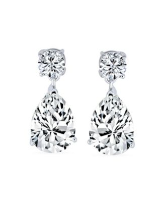 Teardrop CZ Drop Earrings in Gold Plated Sterling Silver