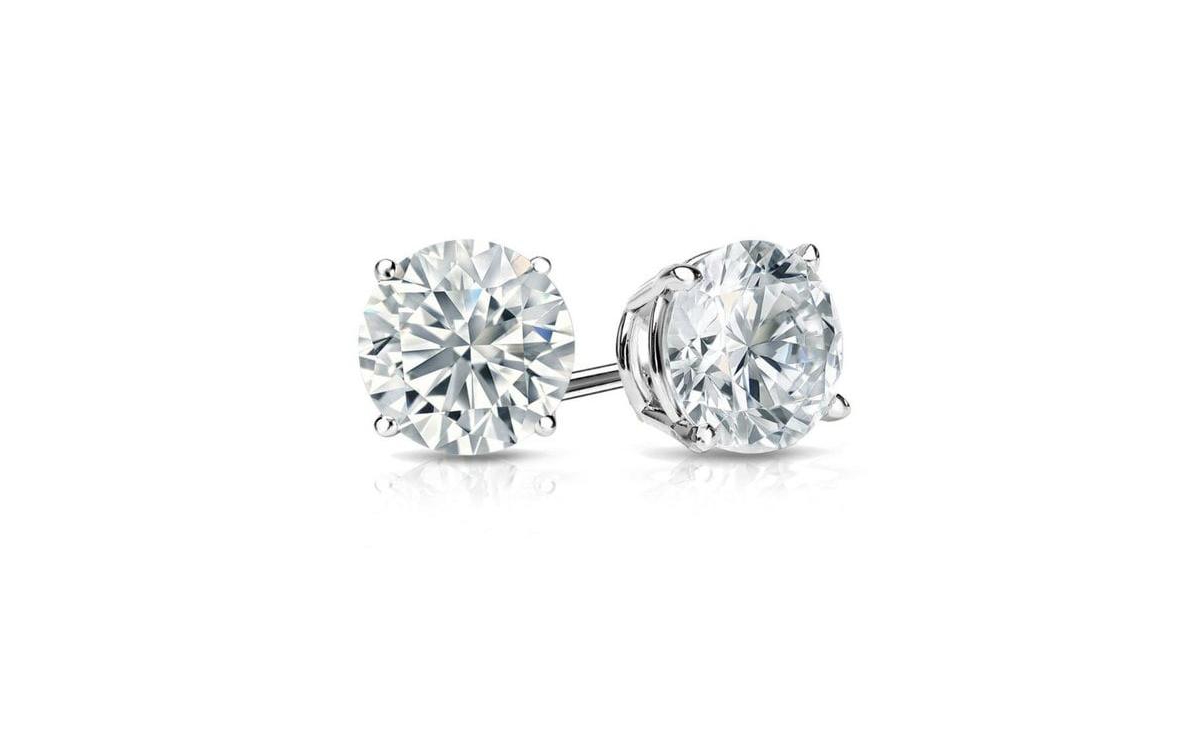 Suzy Levian Sterling Silver Cubic Zirconia Round-Cut Classic Stud Earrings - Silver