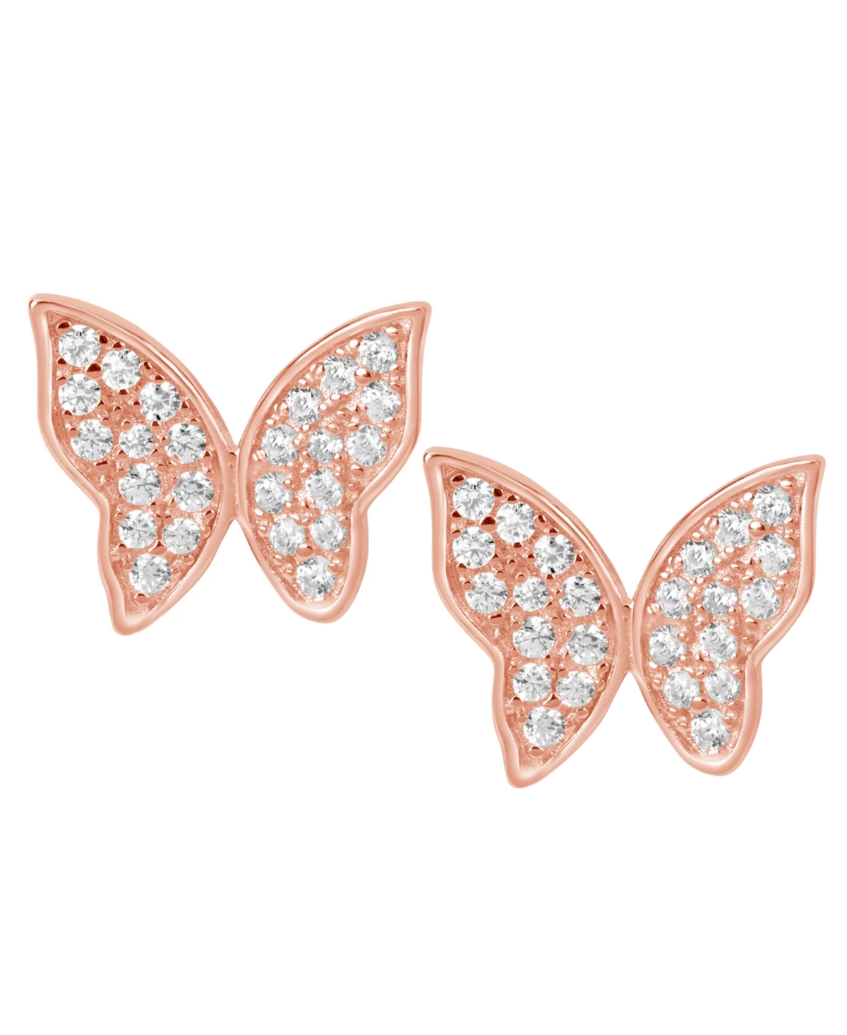 Suzy Levian Sterling Silver Cubic Zirconia Pave Butterfly Stud Earrings - Gold