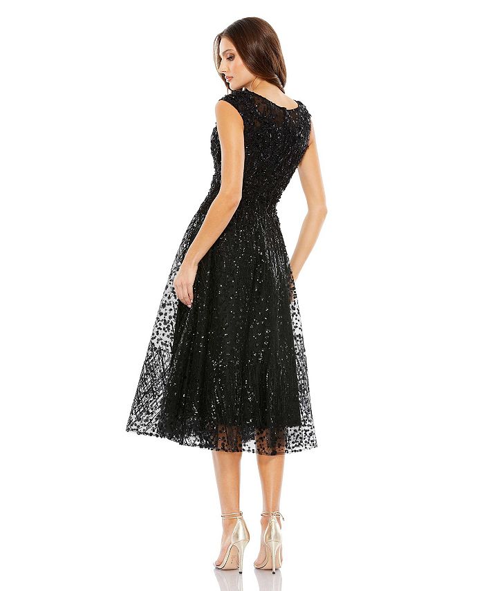 Mac Duggal Women's Sequined Cap Sleeve Fit And Flare Dress - Macy's