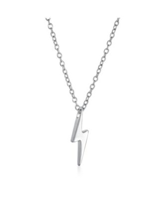 Minimalist Geometric Lightning Bolt Pendant Necklace with CZ in Gold Plated Silver