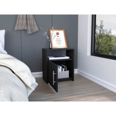 Nordico Nightstand, One Shelf, Single Door Cabinet, Metal Handle