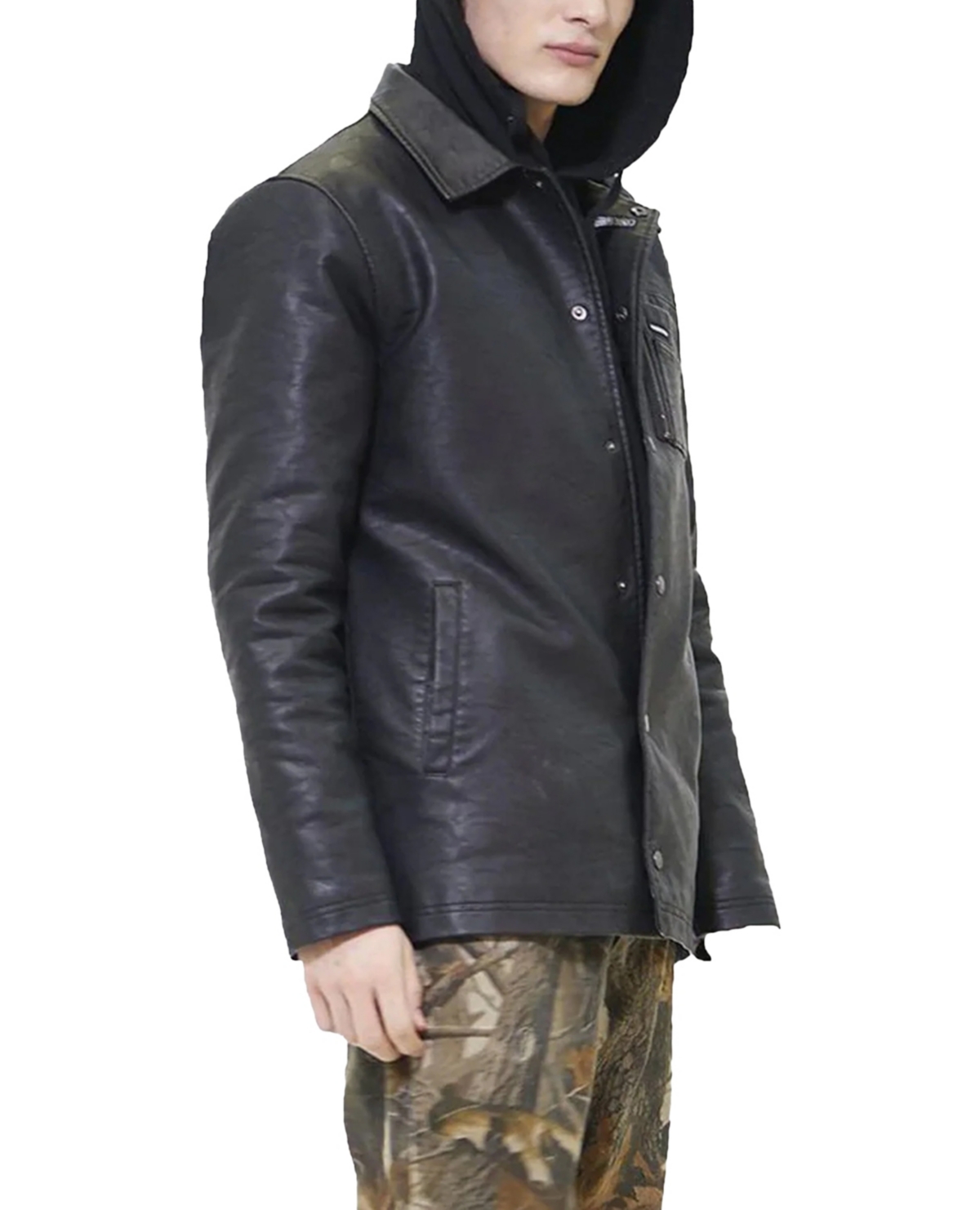 Men's Faux Leather Coach Jacket